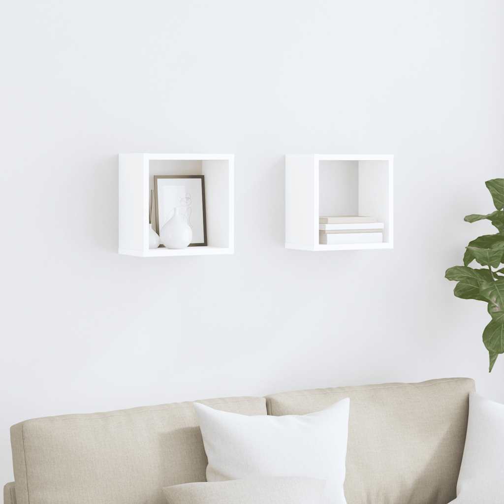 Prateleiras de parede em forma de cubo 2 pcs 26x15x26 cm branco