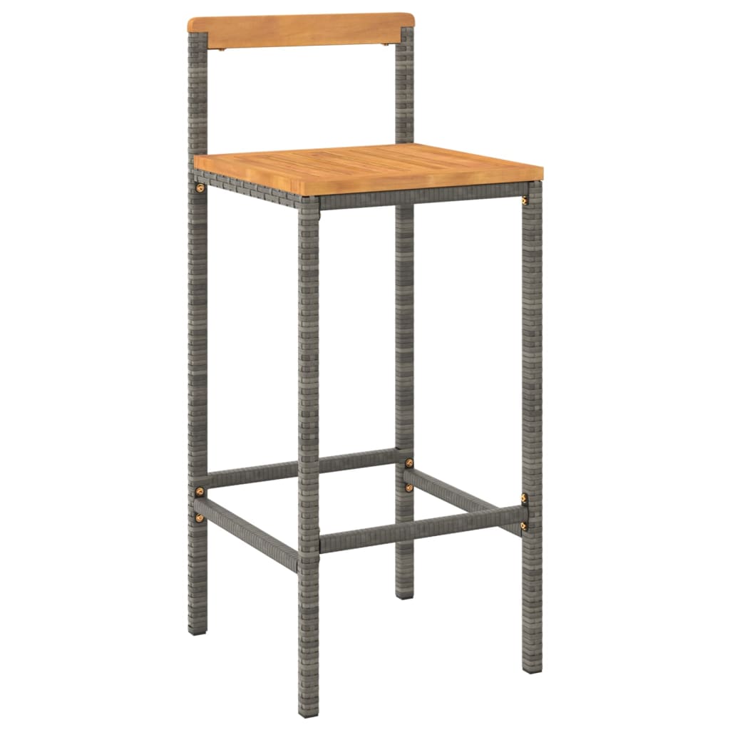 7 Pcs conjunto de bar p/ jardim vime PE/acácia maciça cinzento