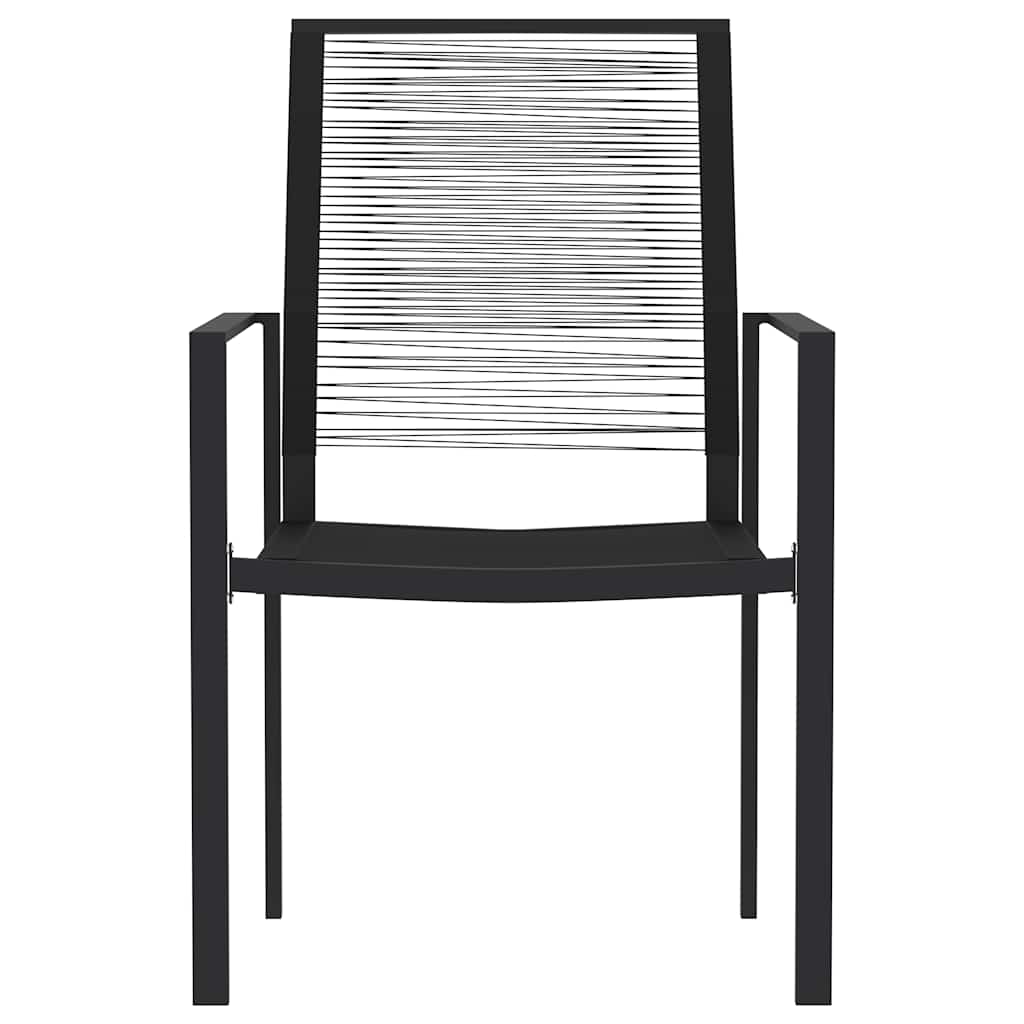 7 Pcs conjunto de jantar para jardim preto