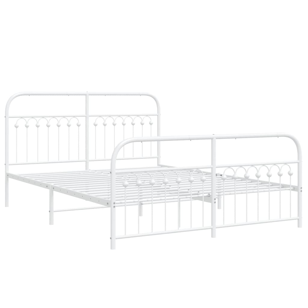 Estrutura de cama com cabeceira e pés 150x200 cm metal branco