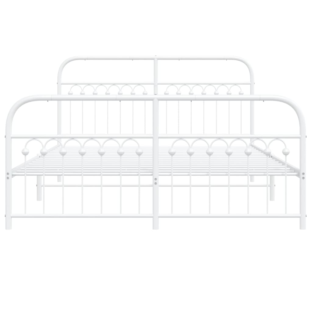 Estrutura de cama com cabeceira e pés 150x200 cm metal branco