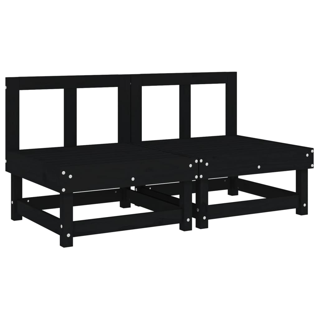 Sofás de centro para jardim 2 pcs madeira de pinho maciça preto