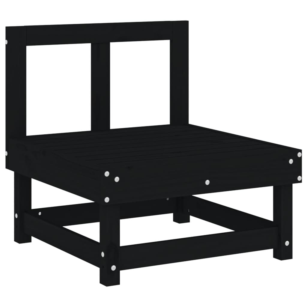 Sofás de centro para jardim 2 pcs madeira de pinho maciça preto