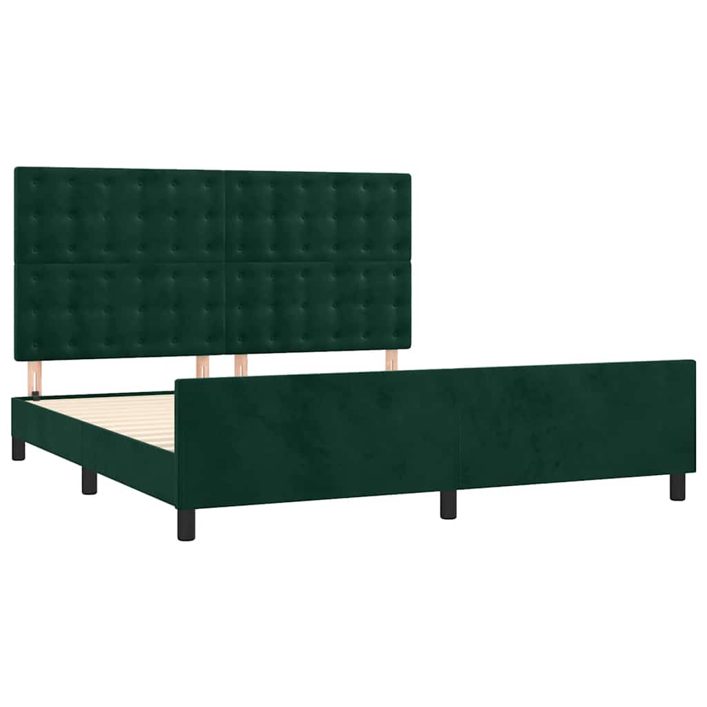 Estrutura de cama sem colchão 160x200 cm veludo verde-escuro