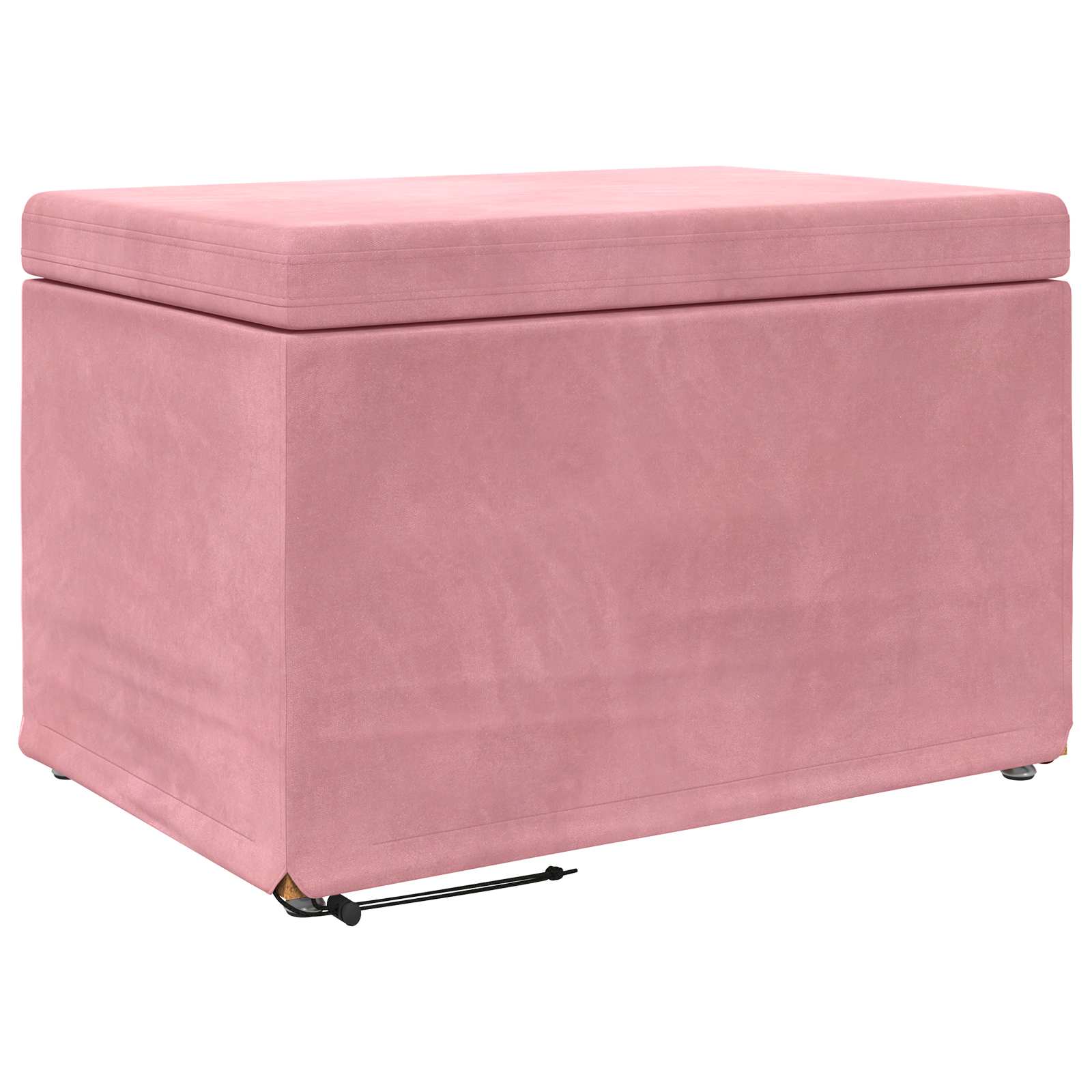 Banqueta rosa 61 x 41 x 40 cm veludo e madeira de engenharia
