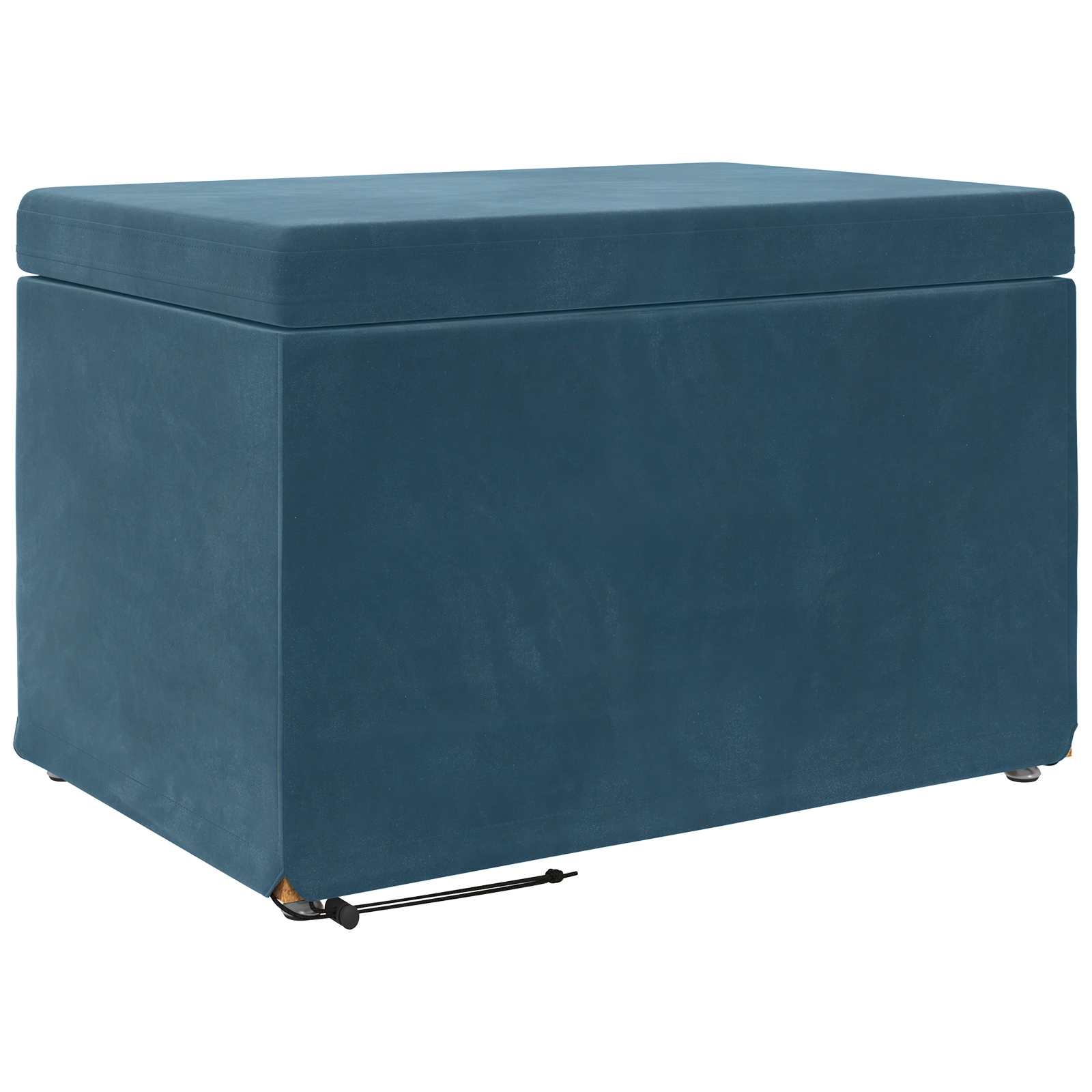 Banqueta azul 61 x 41 x 40 cm veludo e madeira de engenharia