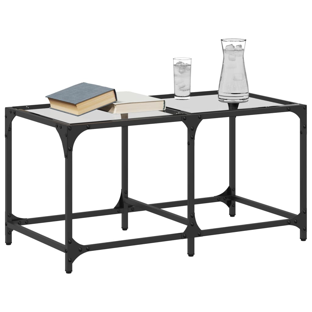 Mesa de centro c/ topo em vidro transparente 78,5x40x40 cm aço