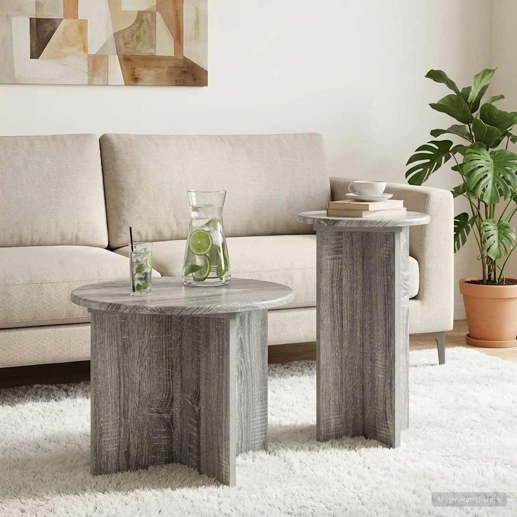 Conjunto de mesas de apoio 2 unid. sonoma cinzento ø 45 x 35 cm