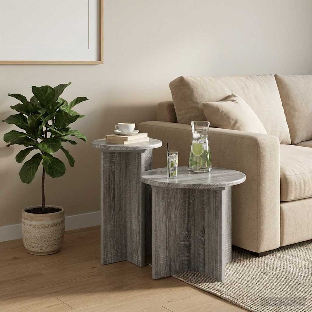 Conjunto de mesas de apoio 2 unid. sonoma cinzento ø 45 x 35 cm