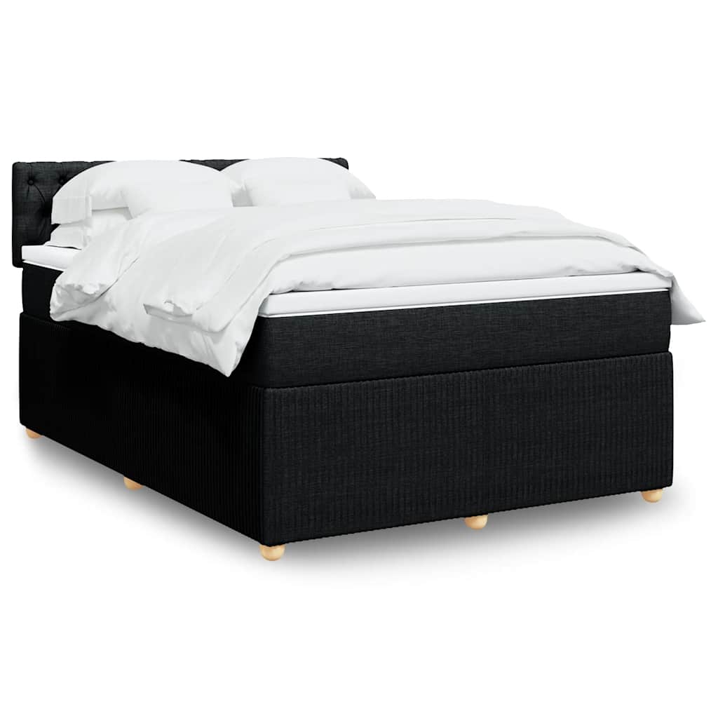 Cama com molas/colchão 140x190 cm tecido preto