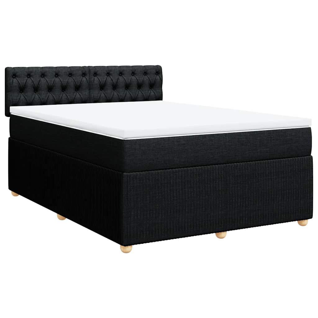 Cama com molas/colchão 140x190 cm tecido preto