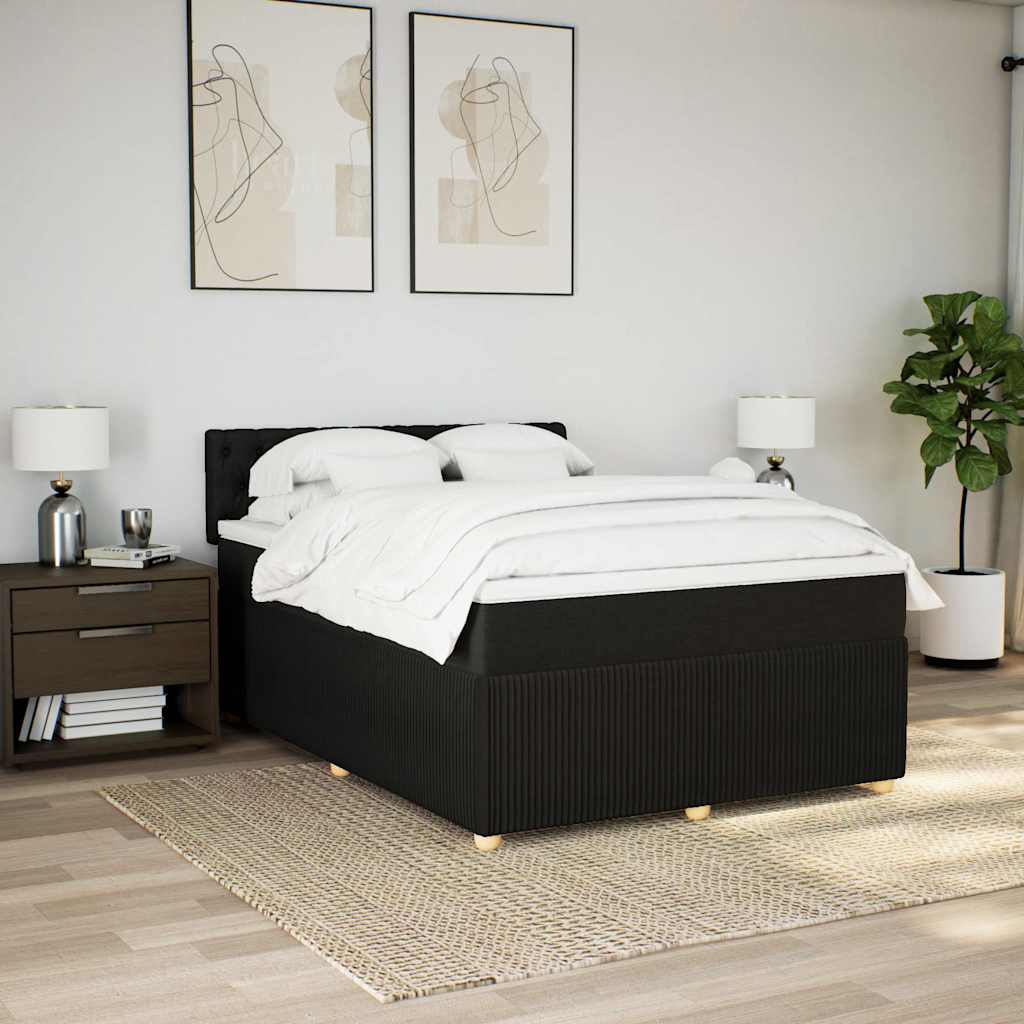 Cama com molas/colchão 140x190 cm tecido preto