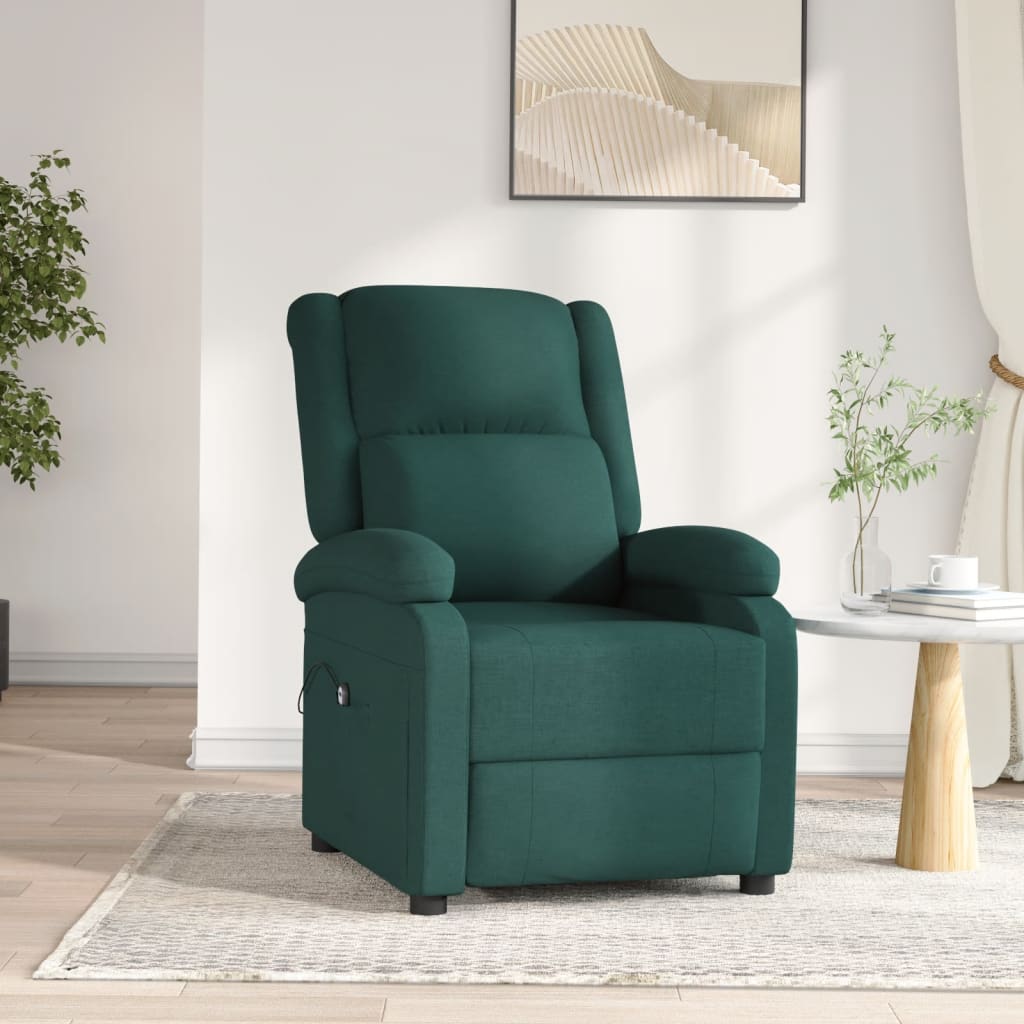 Poltrona elétrica reclinável tecido verde-escuro