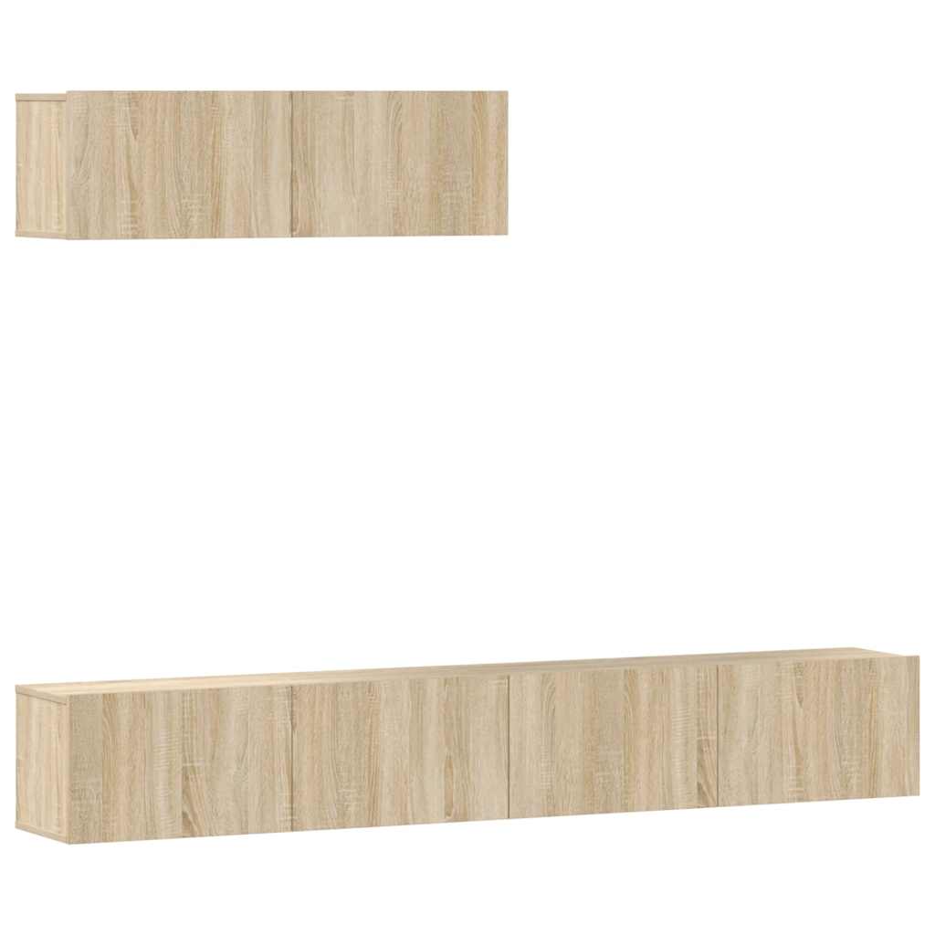 Conjunto móveis de TV 3 pcs madeira processada carvalho sonoma