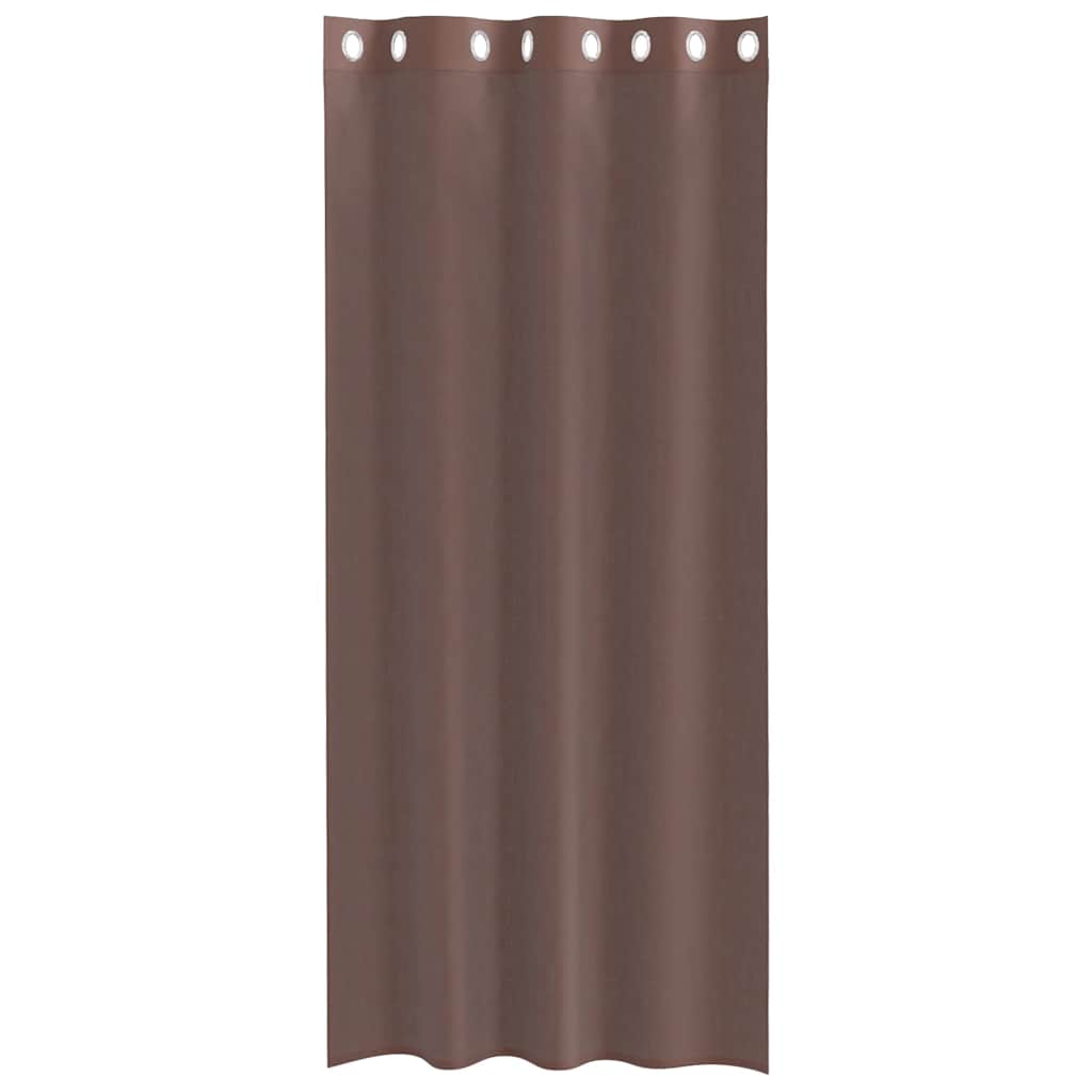 Cortinas de voile com ilhós 2 pcs castanho 140x245 cm