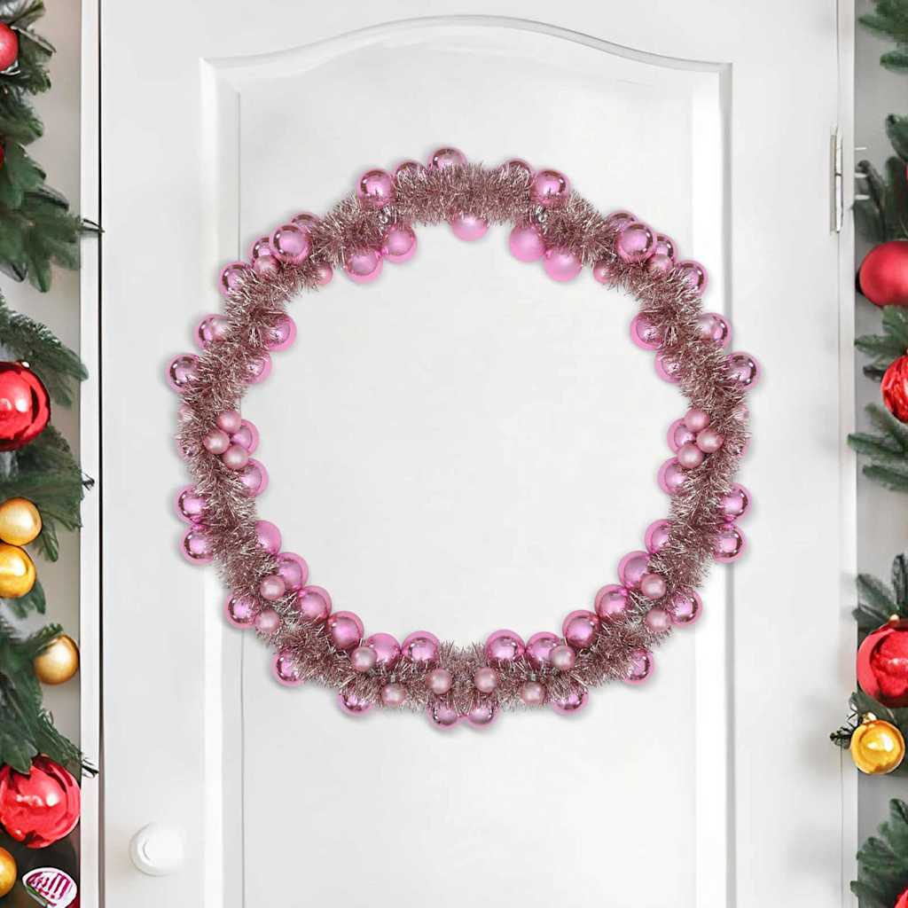 Guirlanda de bolas de natal rosa 186 cm poliestireno