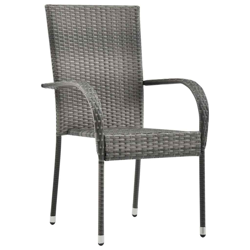 9 Pcs conjunto de jantar para jardim cinza e preto