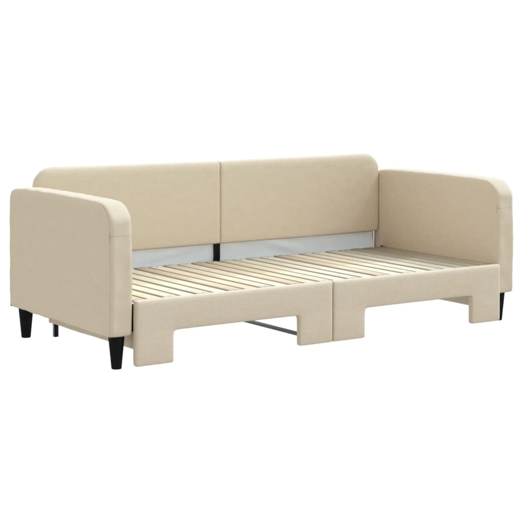 Sofá-cama com gavetão 90x200 cm tecido cor creme