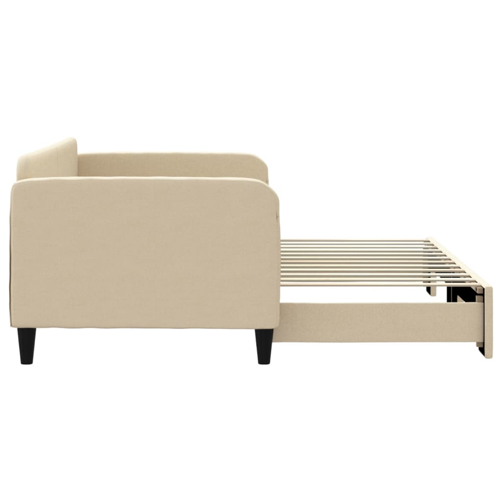 Sofá-cama com gavetão 90x200 cm tecido cor creme