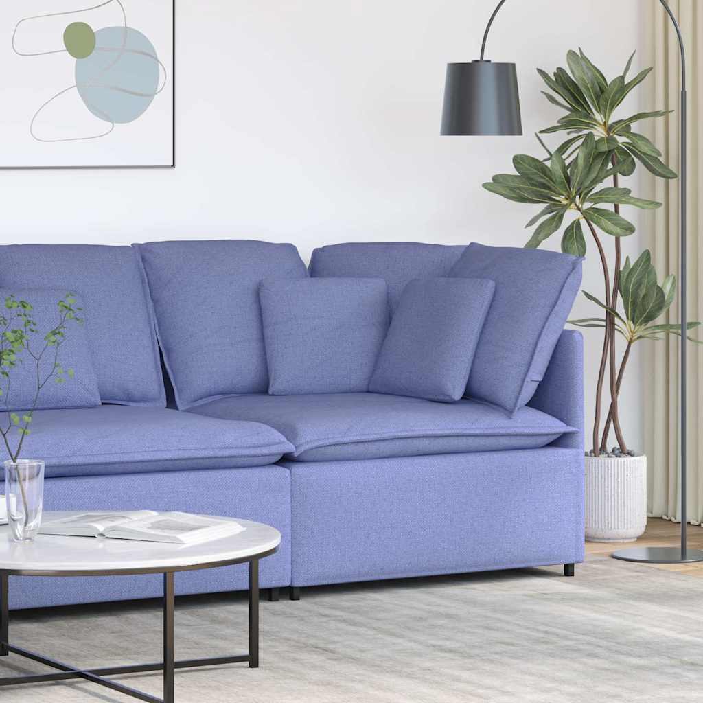 Módulo de canto para sofá modular com almofadas, azul jeans, 100 cm