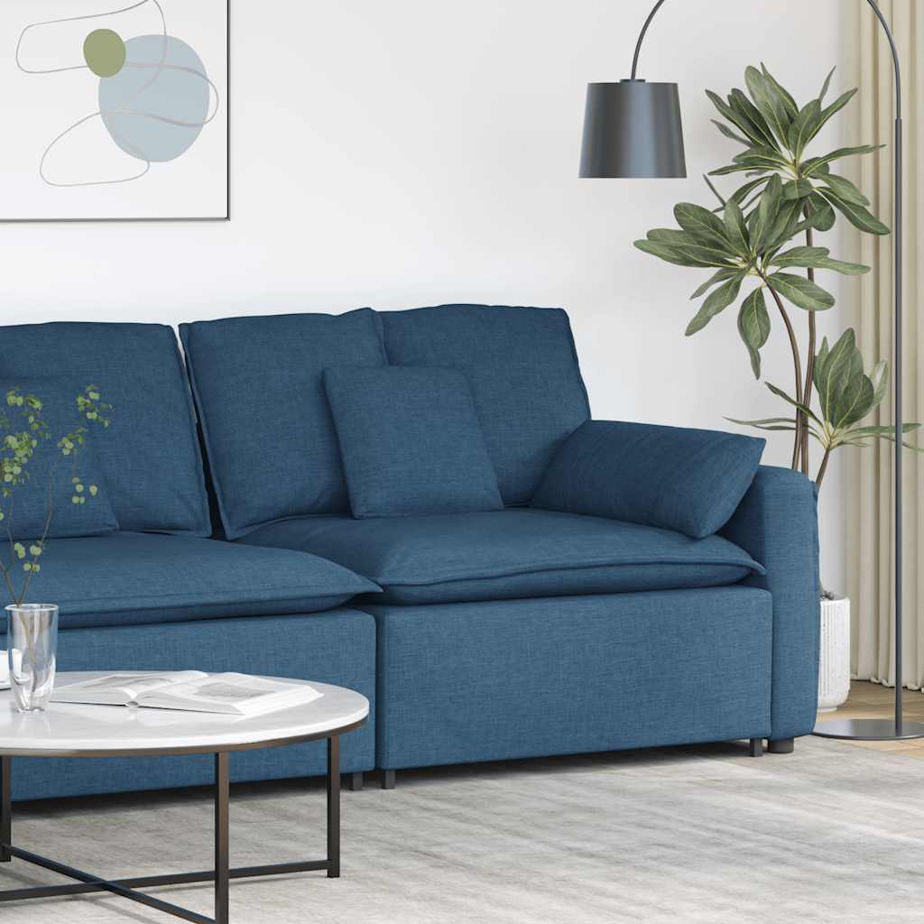 Módulo de extremidade de apoio de braço para sofá modular com almofadas, azul, 100 cm