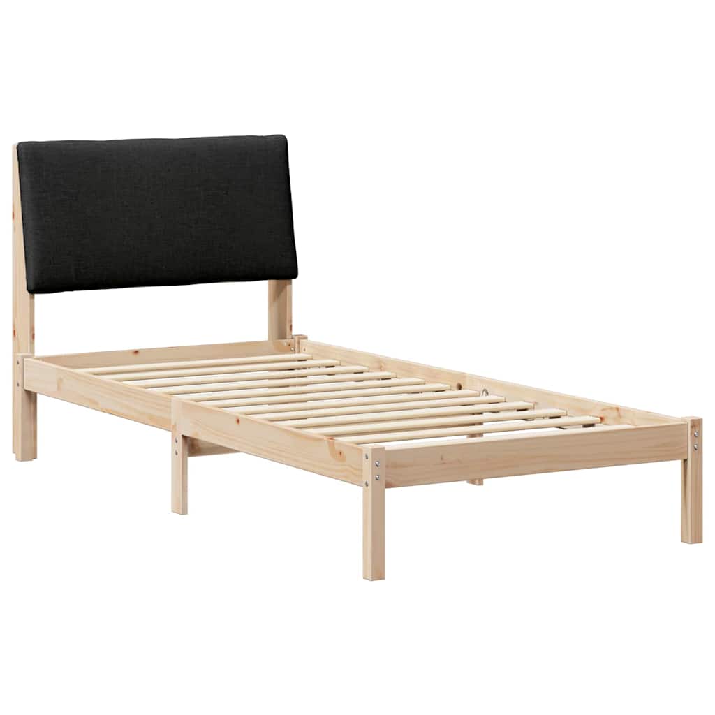 Estrutura da cama com cabeceira castanho e preto 100 x 200 cm