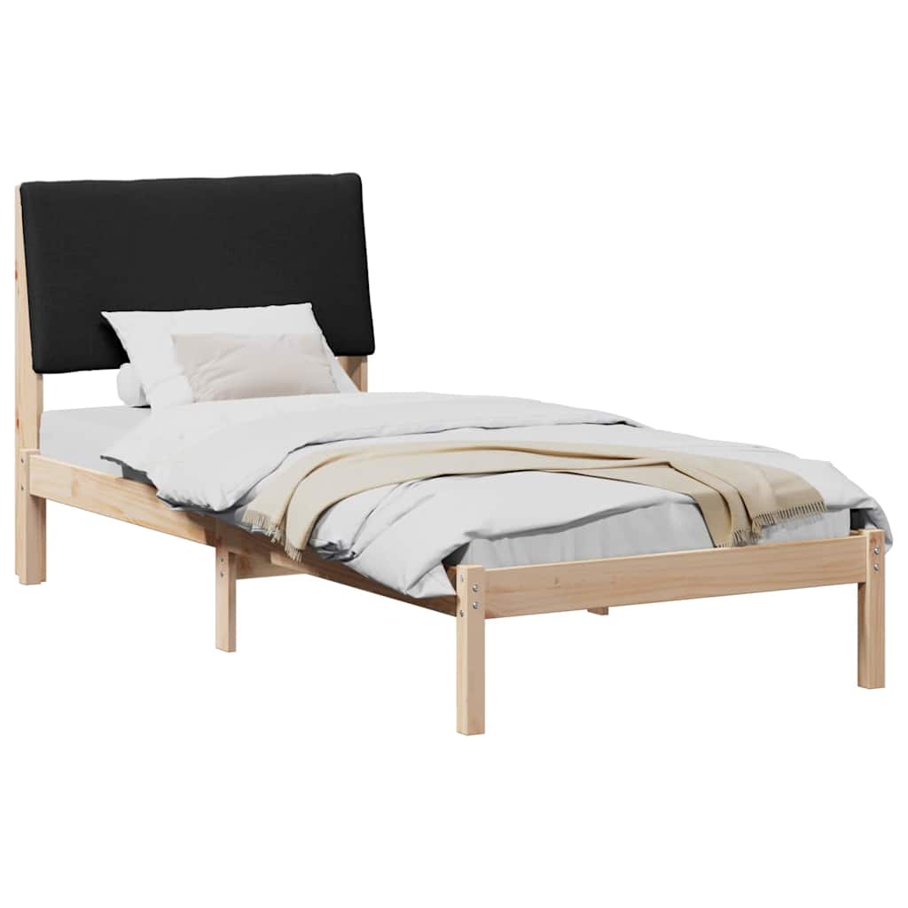 Estrutura da cama com cabeceira castanho e preto 100 x 200 cm
