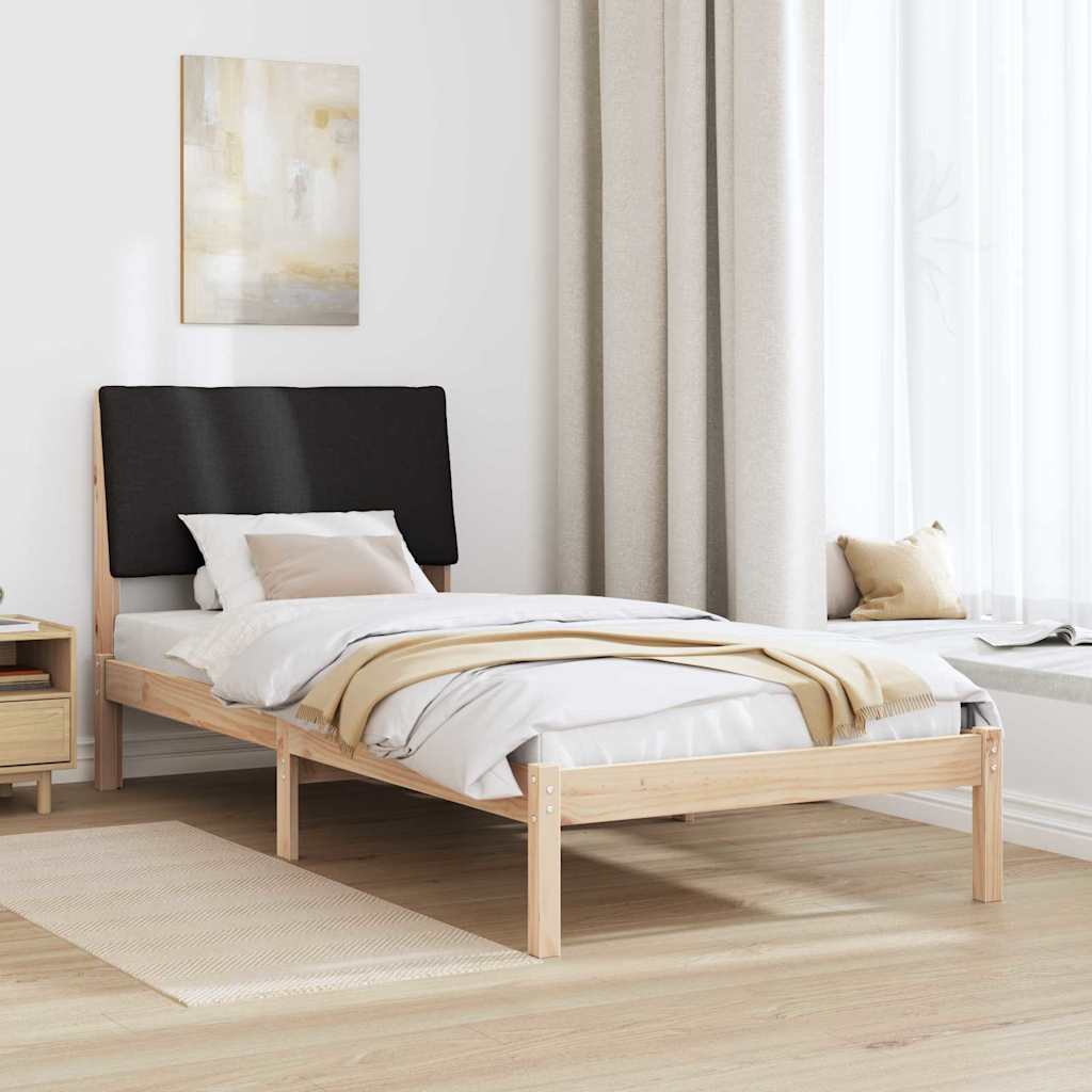 Estrutura da cama com cabeceira castanho e preto 100 x 200 cm