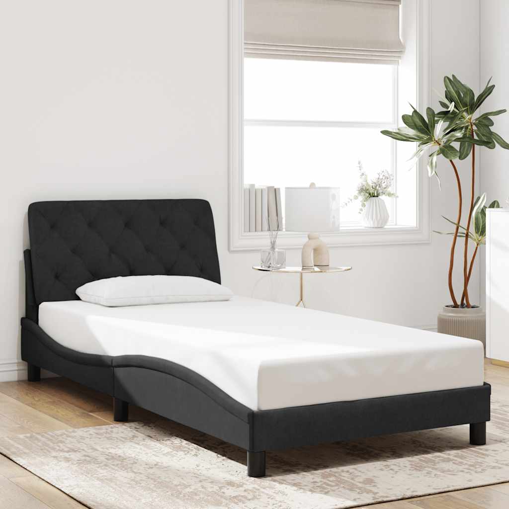 Estrutura de cama sem colchão 100x200 cm veludo preto