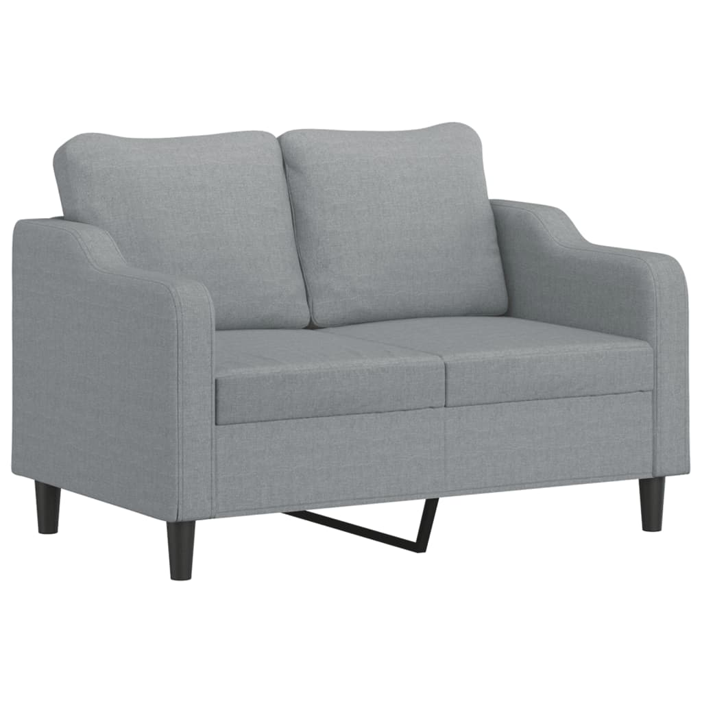 4 Pcs conjunto de sofás com almofadas tecido cinzento-claro