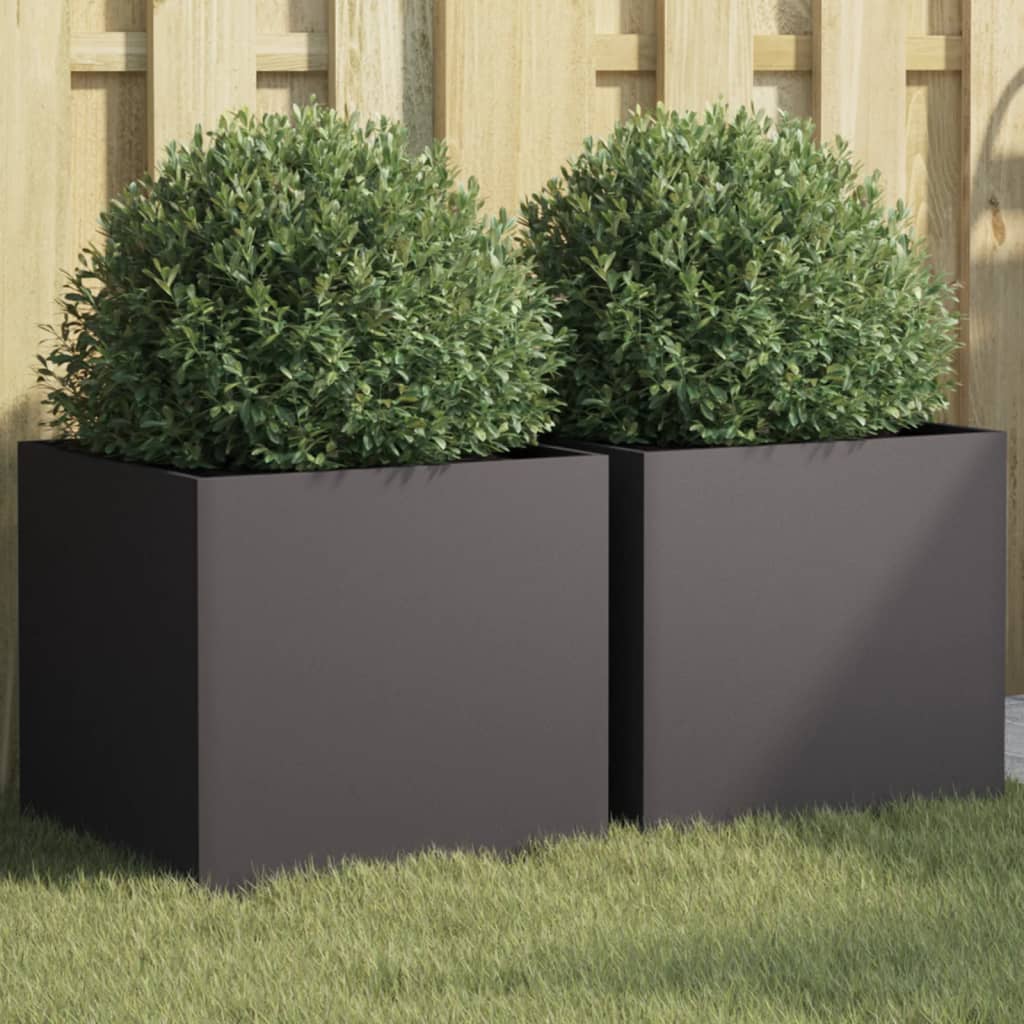 Vasos/floreiras 2 pcs 42x40x39 cm aço preto