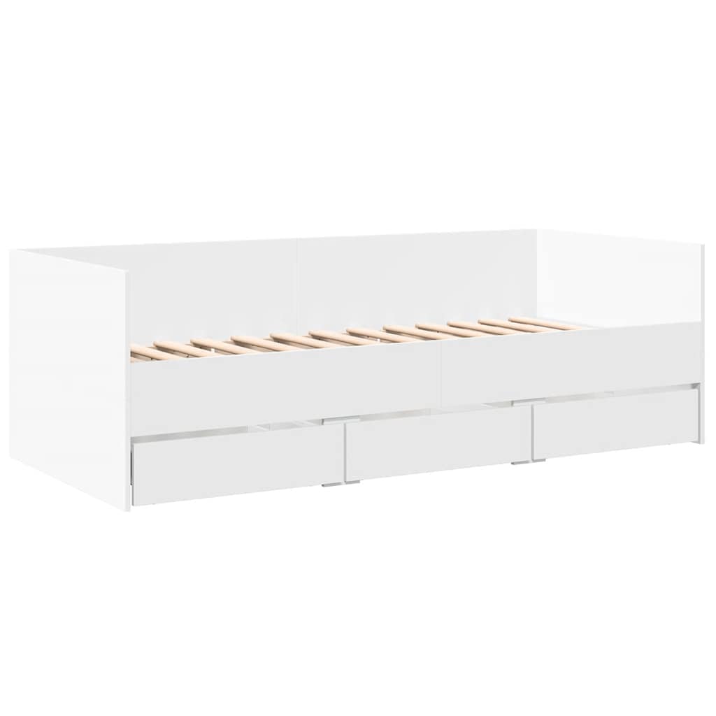Sofá-cama com gavetas sem colchão 90x190 cm branco