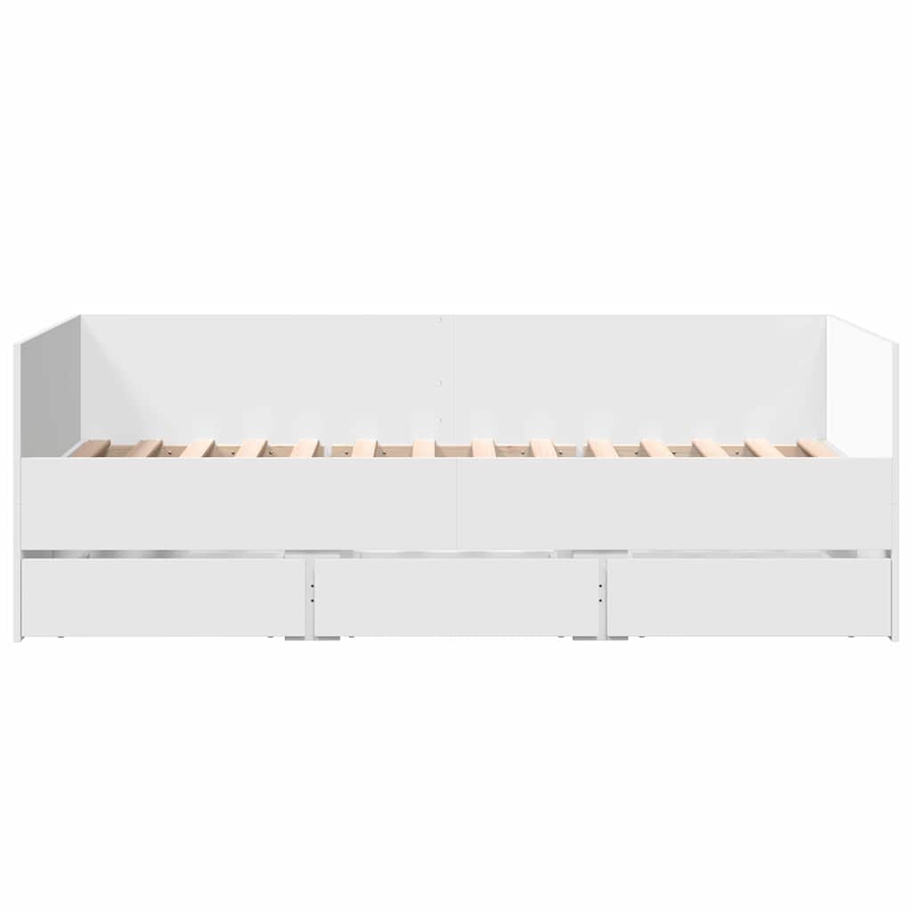 Sofá-cama com gavetas sem colchão 90x190 cm branco