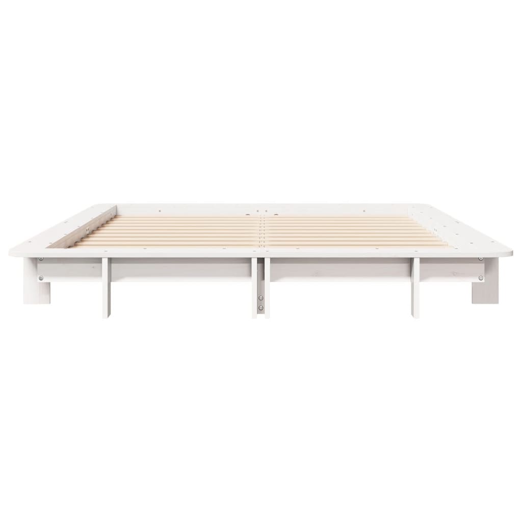 Cama sem colchão 135x190 cm madeira de pinho maciça branco