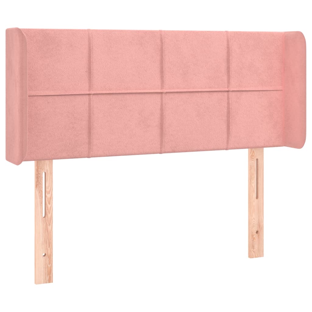 Cabeceira de cama c/ luzes LED veludo 83x16x78/88 cm rosa