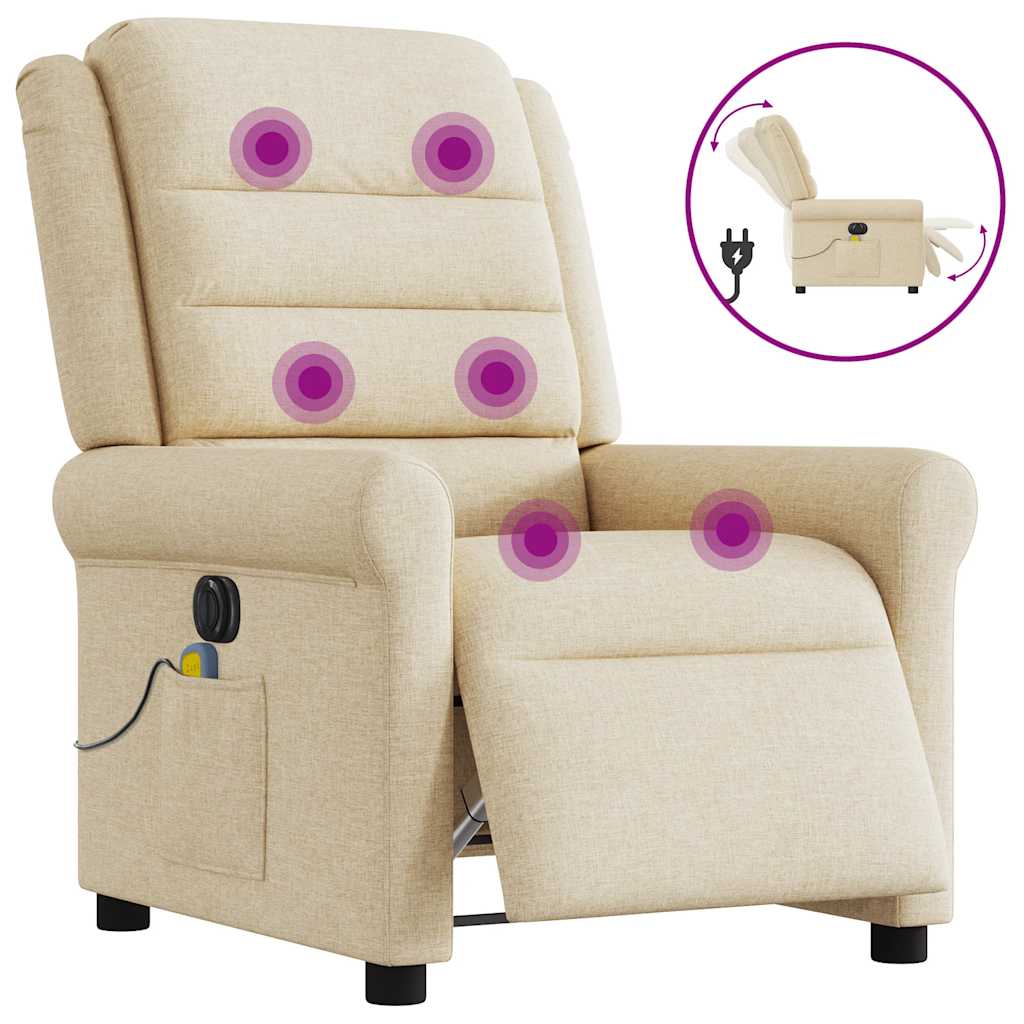Poltrona de massagens reclinável elétrica tecido creme