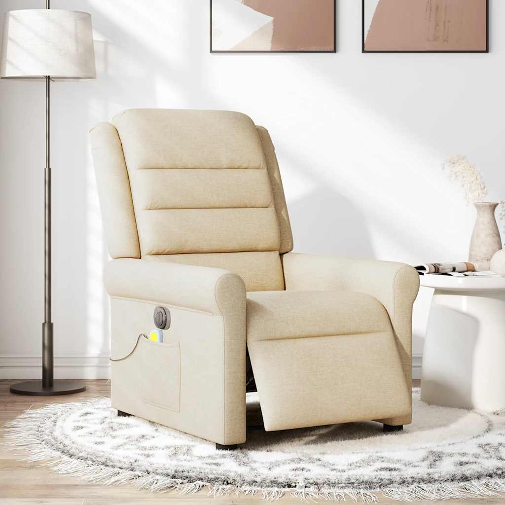 Poltrona de massagens reclinável elétrica tecido creme
