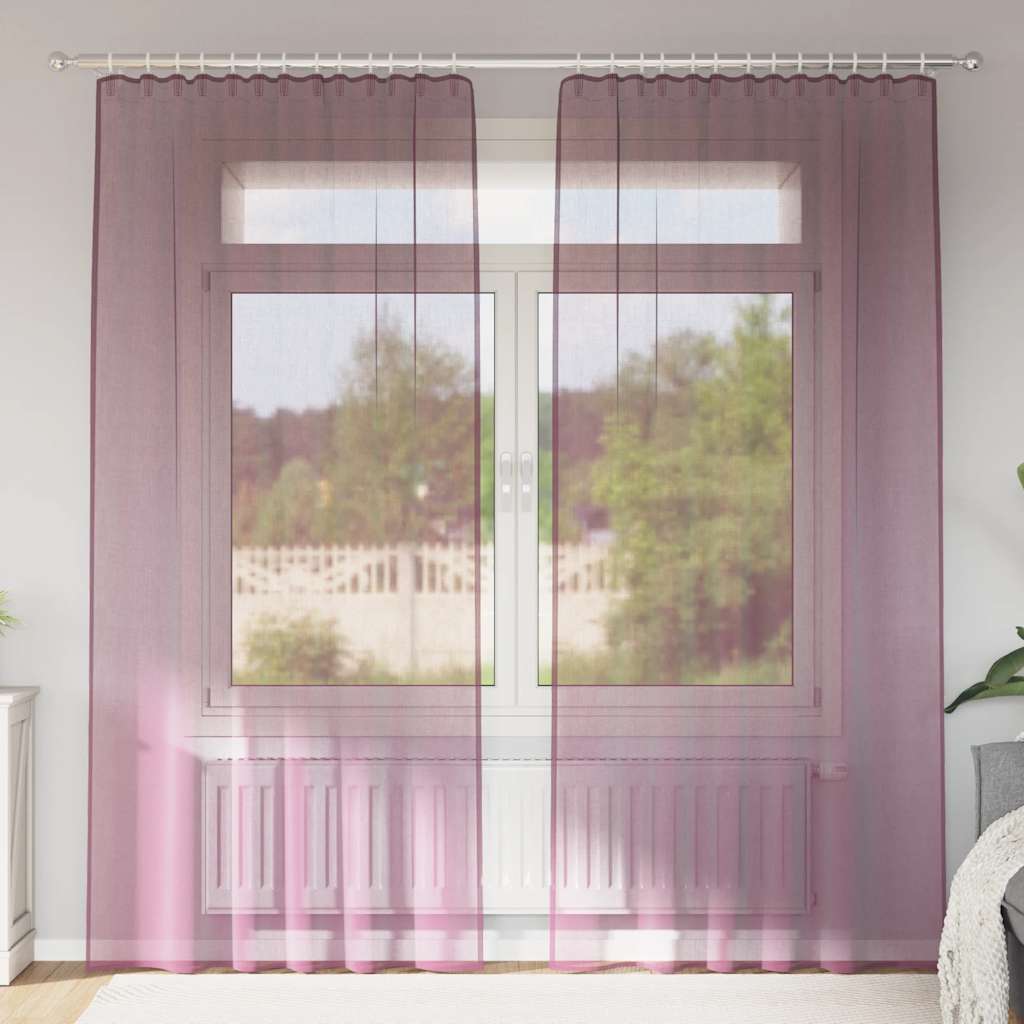 Cortinas de voile com bolsos para varão 2 pcs roxo