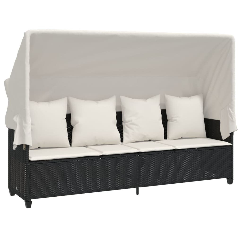 5 Pcs conjunto sofás de jardim com almofadões vime PE preto