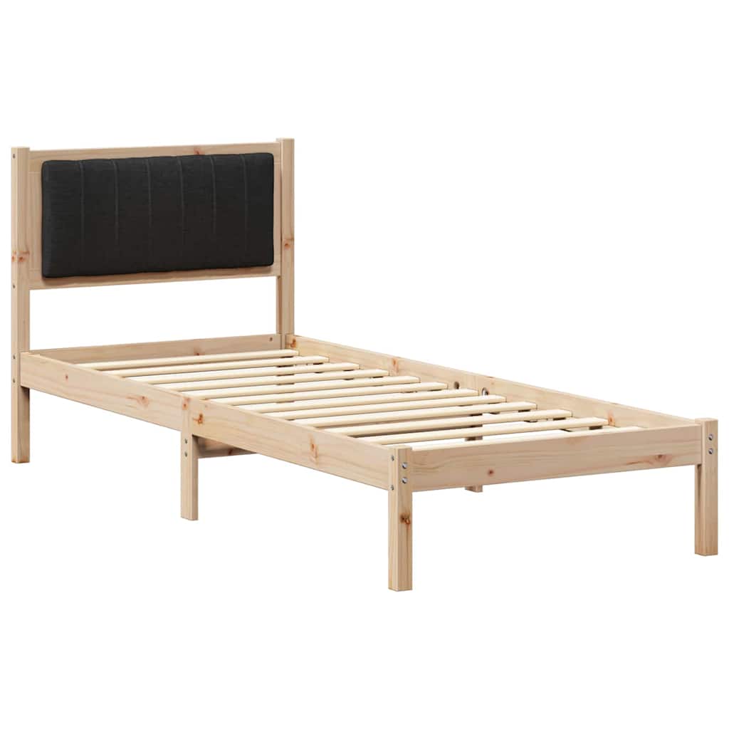 Estrutura de cama com cabeceira estofada preto 75 x 190 cm