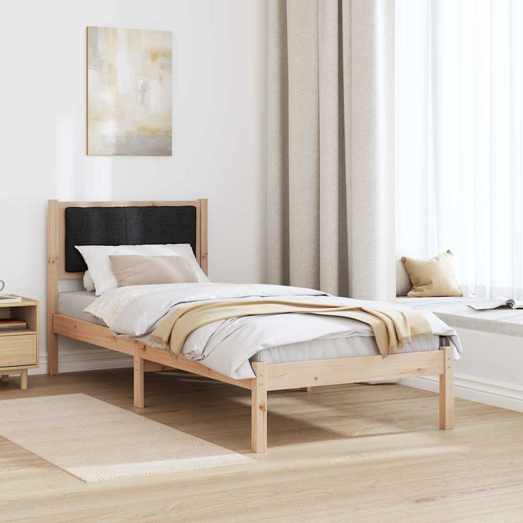 Estrutura de cama com cabeceira estofada preto 75 x 190 cm