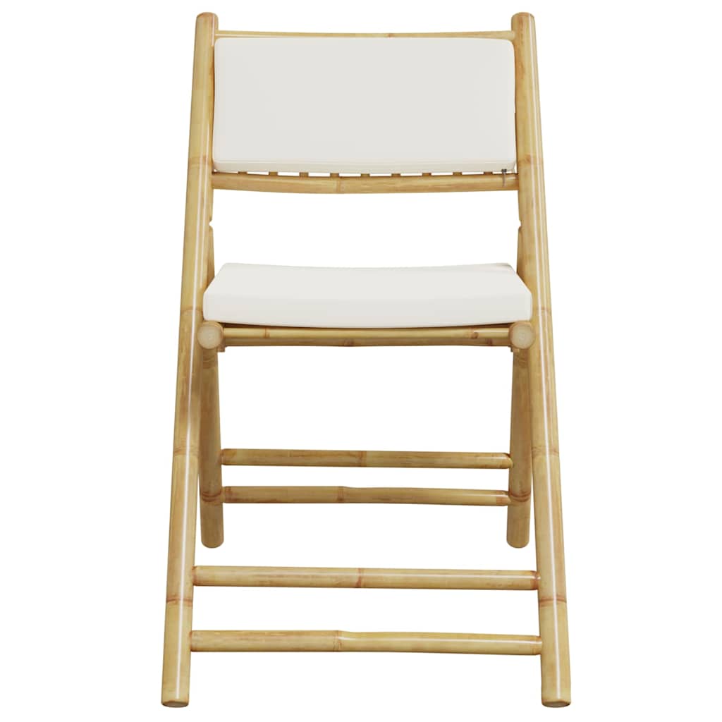 6 Pcs cadeiras bistrô dobráveis c/ almofadões branco nata bambu
