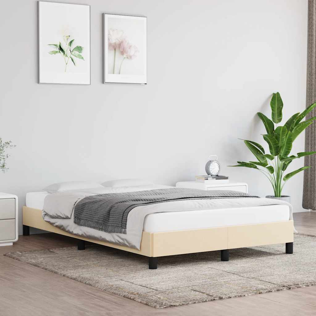 Estrutura de cama sem colchão 120x190 cm tecido creme