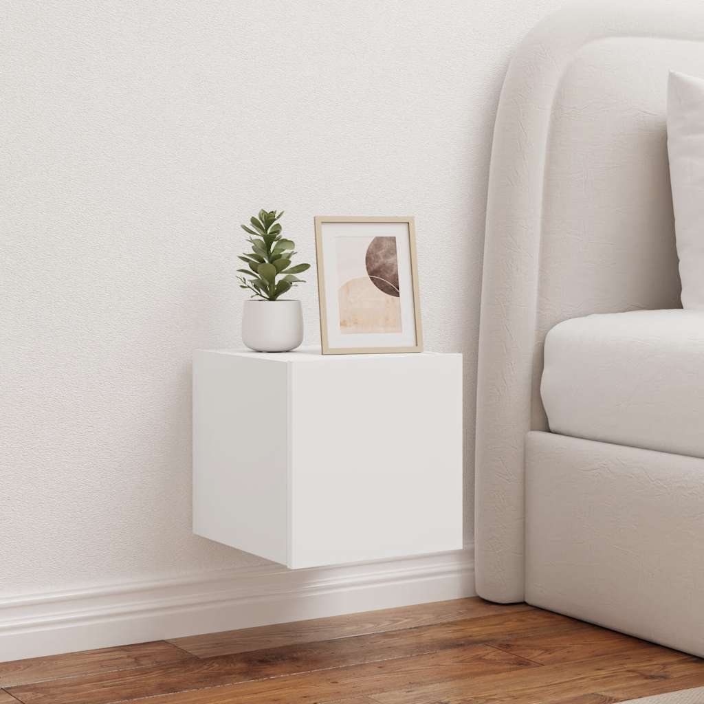 Móvel de parede para TV com luzes LED 30,5x35x30 cm branco