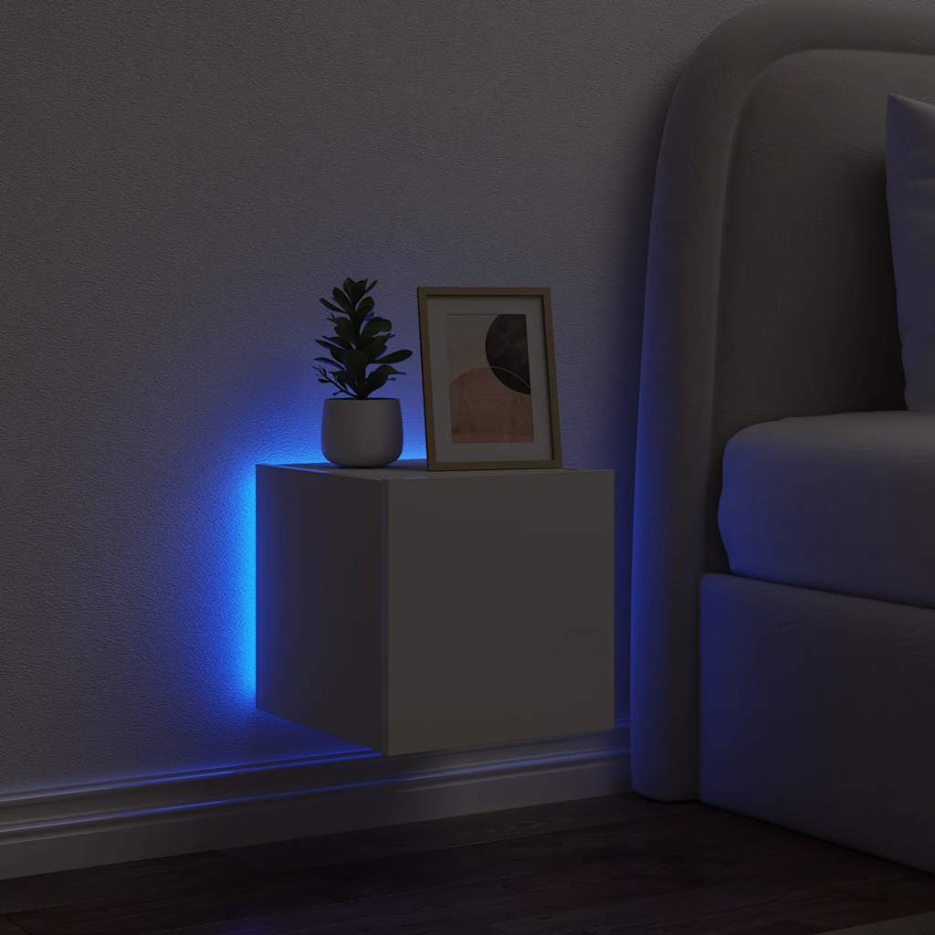 Móvel de parede para TV com luzes LED 30,5x35x30 cm branco
