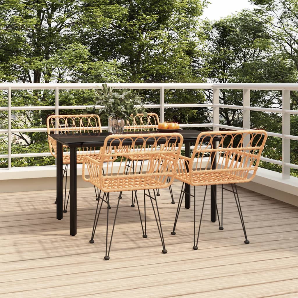 5 Pcs conjunto de jantar p/ jardim vime PE