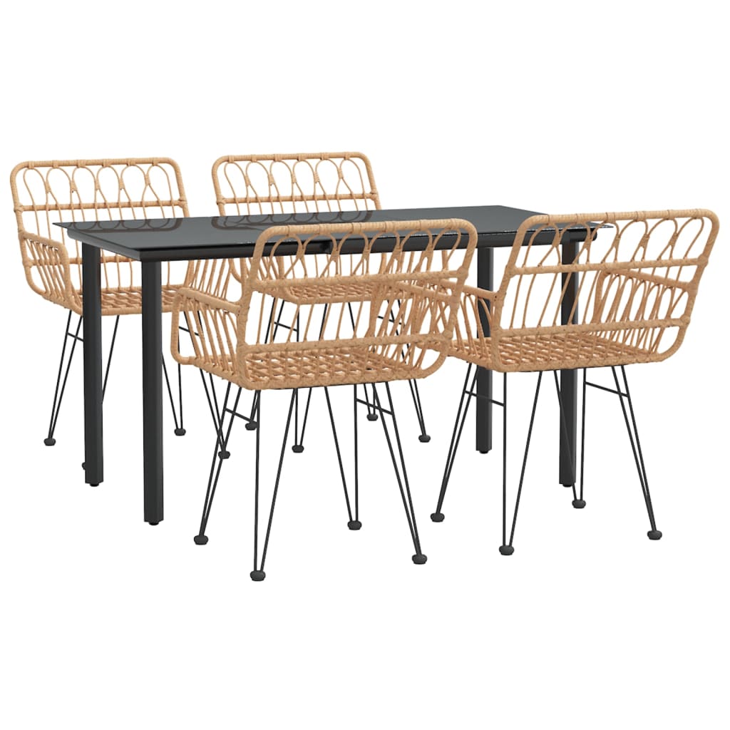 5 Pcs conjunto de jantar p/ jardim vime PE