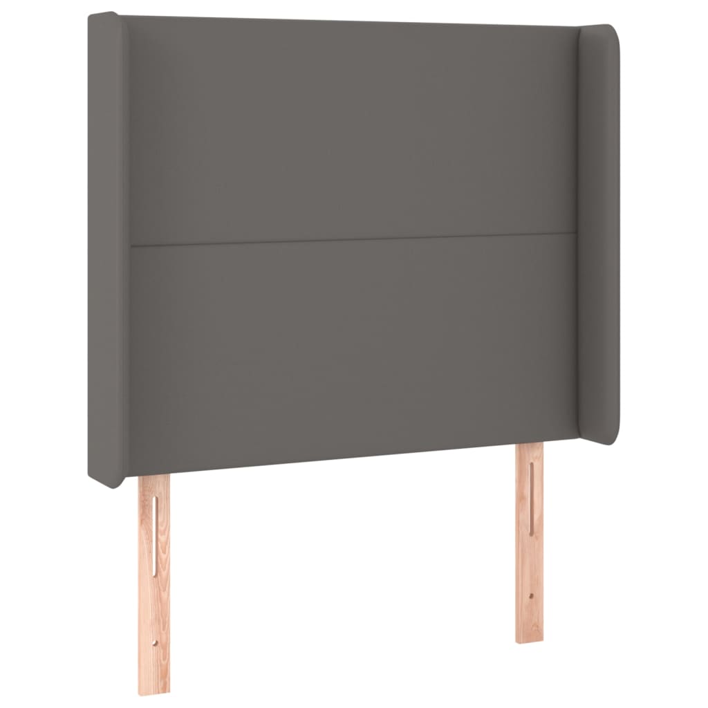 Cabeceira cama c/ LED couro artif. 103x16x118/128 cm cinzento