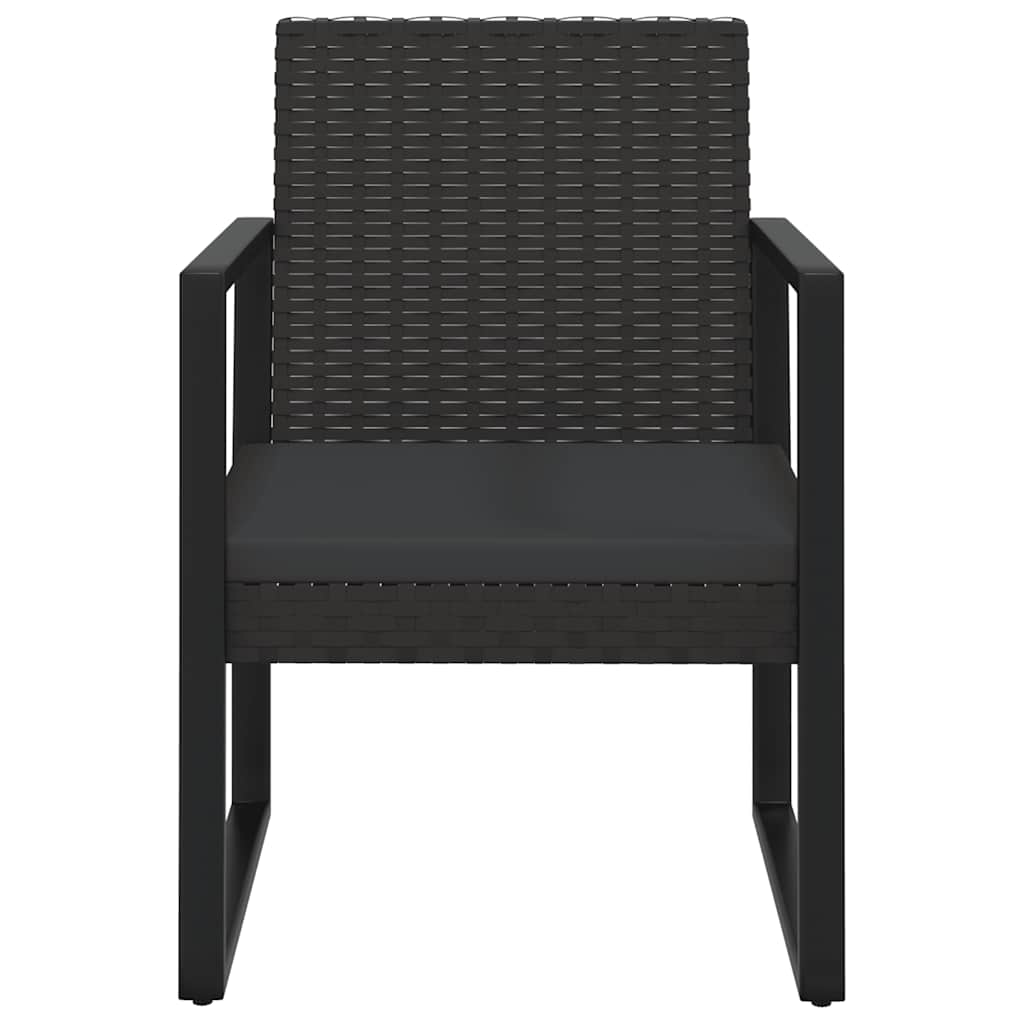 4 Pcs conjunto lounge de jardim c/ almofadões vime PE preto