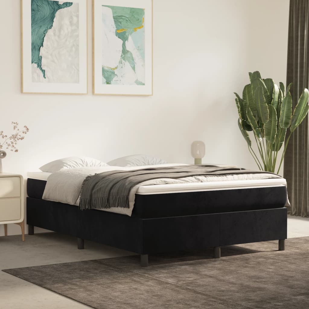 Cama com molas/colchão 140x200 cm veludo preto